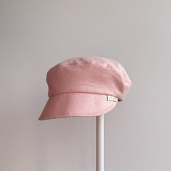 58cm たためる帽子 ピンク ピンクリネン キャスケット マリンキャスケット 大人可愛い 1枚目の画像