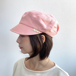 58cm たためる帽子 ピンク ピンクリネン キャスケット マリンキャスケット 大人可愛い 14枚目の画像