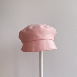 58cm たためる帽子 ピンク ピンクリネン キャスケット マリンキャスケット 大人可愛い 2枚目の画像