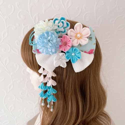 花柄 布製 髪飾り 5個セット つまみ細工》レトロな古布の髪飾りセット(成人式 結婚式 七五三