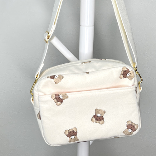 フリース クマ顔 ショルダーバッグ ベージュ*6 フリース クマ顔 ショルダーバッグ ベージュ*6