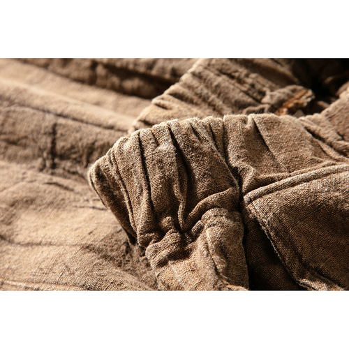 風合いリネンパンツ しわ加工リネンワイドパンツ ゆとりリネンパンツ