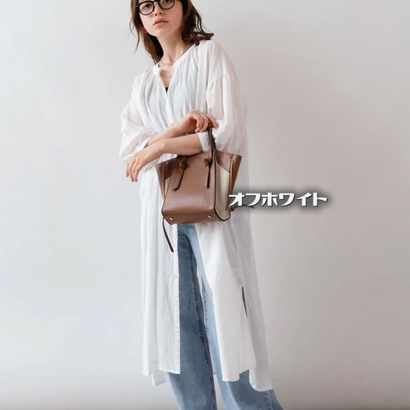 Etranze ꕤ採用 100% 純棉材質，具有自然質感的褶皺長款襯衫裙 et10515881 第2張的照片