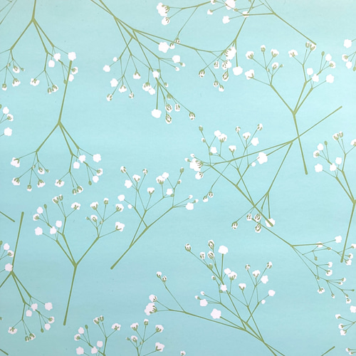 かすみ草 水色 デザインペーパー A4 包装紙・ラッピングペーパー