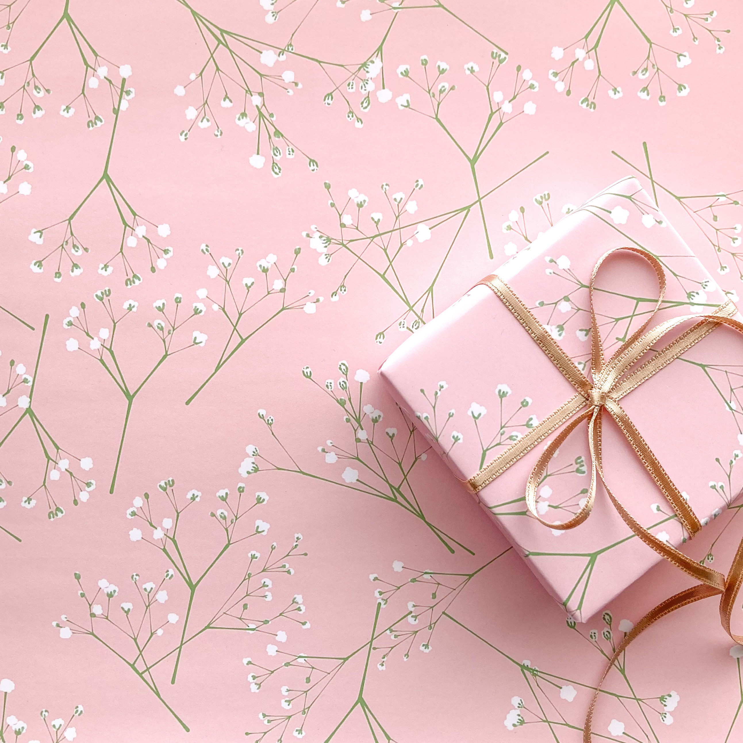 かすみ草 ピンク デザインペーパー A4 包装紙・ラッピング