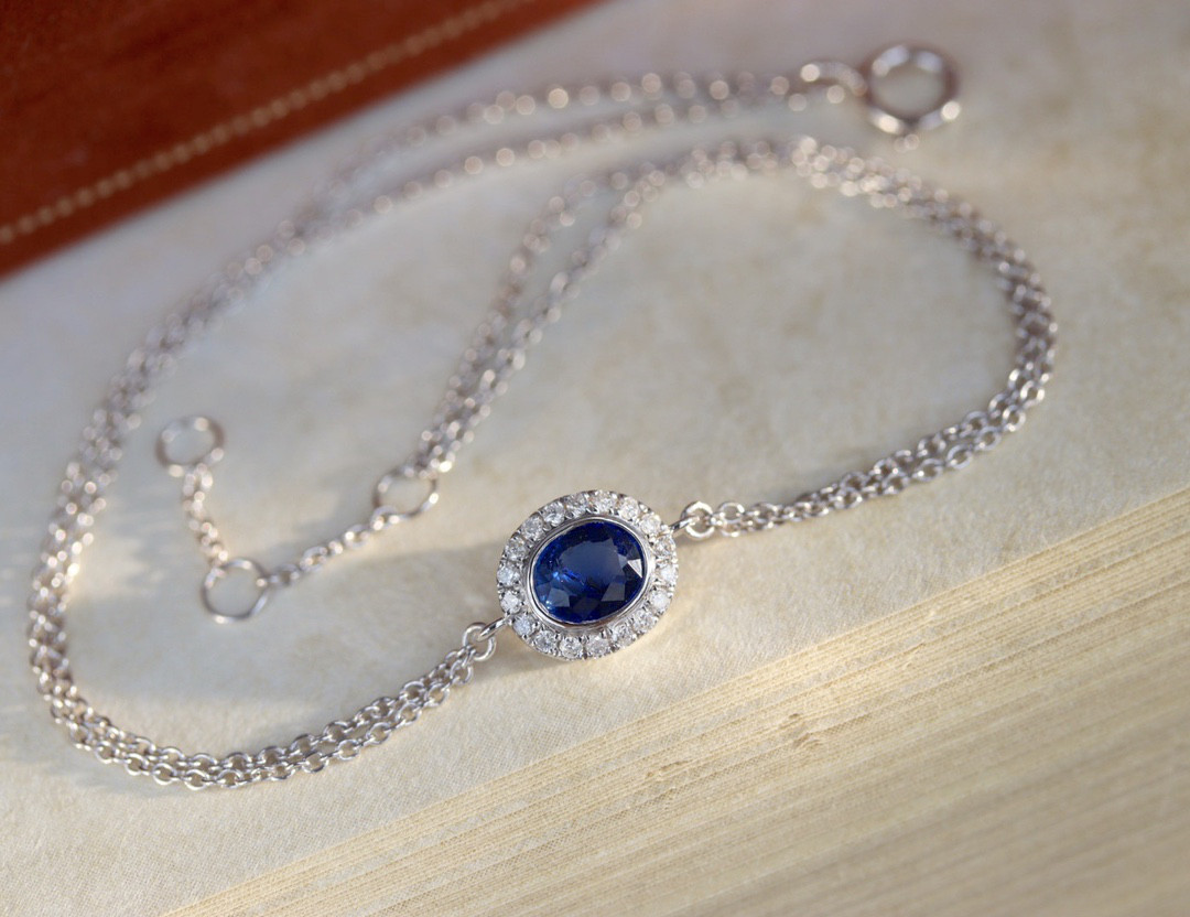 天然ダイヤモンド付きサファイアブレスレットk18 ブレスレット パール