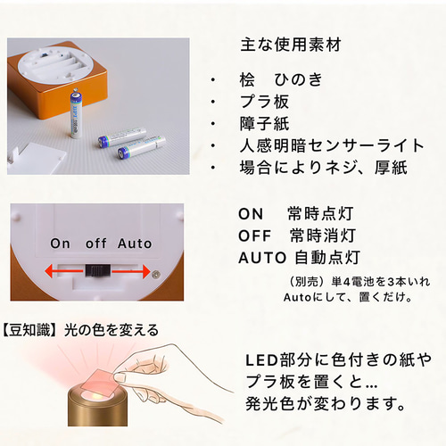 灯り箱「鼓」人感明暗センサーライト | 25cm置き行灯〜江戸の照明器具 