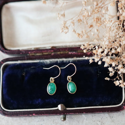K18】エメラルドの雫ピアス ＊5月誕生石 ピアス（フック・チェーン