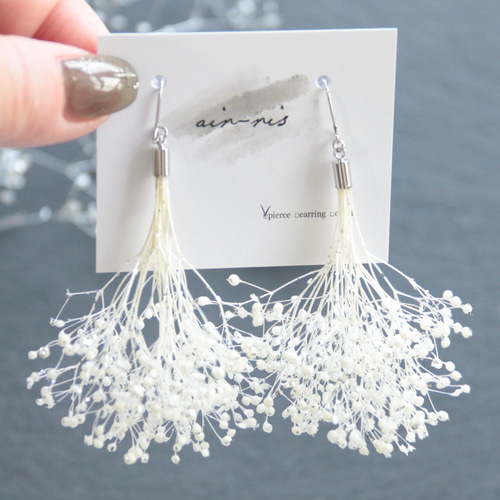 silver/かすみ草ピアス・イヤリング シンプルピアス カスミ草
