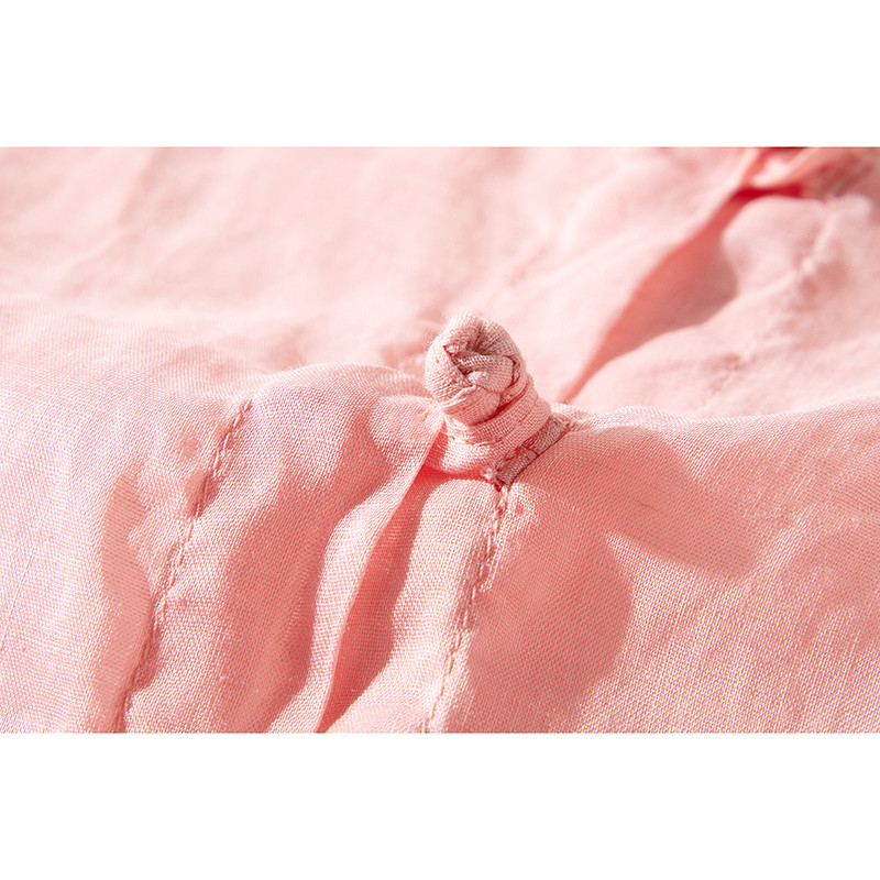 リネンシャツ　日焼け防止UV対策シャツ　長袖リネンシャツ　薄くて涼しいリネンシャツ　ピンク　L218