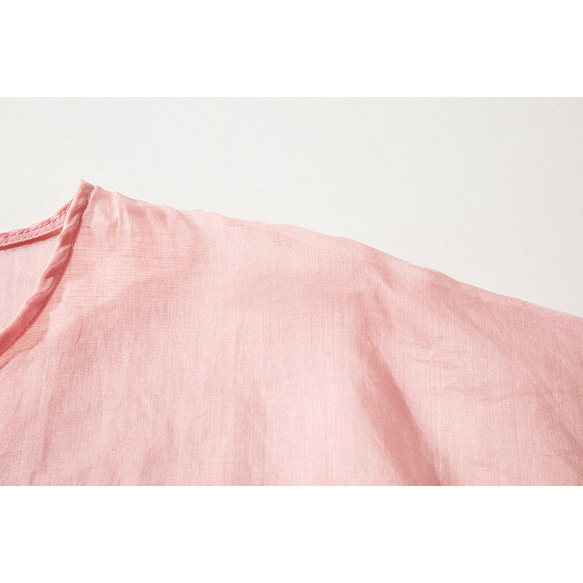 リネンシャツ　日焼け防止UV対策シャツ　長袖リネンシャツ　薄くて涼しいリネンシャツ　ピンク　L218 4枚目の画像