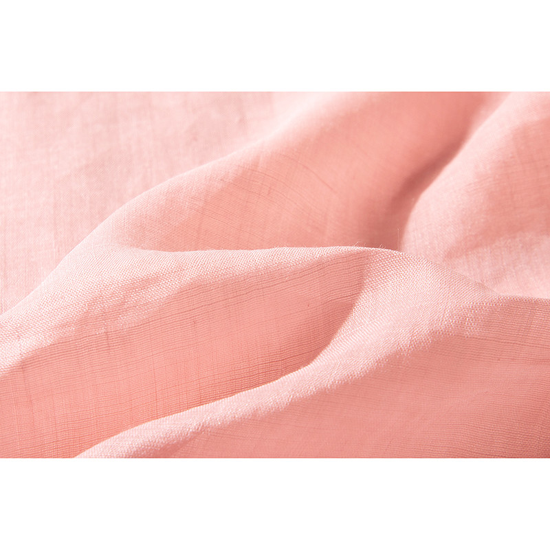 リネンシャツ　日焼け防止UV対策シャツ　長袖リネンシャツ　薄くて涼しいリネンシャツ　ピンク　L218