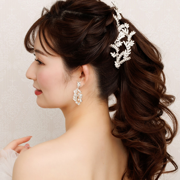 DH102  ナチュラルデザイン ビジューヘッドドレス　前撮り ウェディング ブライダル ヘアアクセサリー  結婚式 3枚目の画像