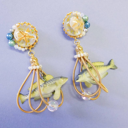 ハゼのさわやかマリネ風ジュレ ピアス イヤリング 魚 フィギア さかな