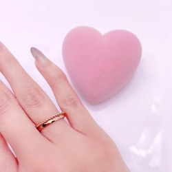 重ね付けリング＊ 華奢 細身 ダイヤカット ピンクゴールド 指輪 刻印