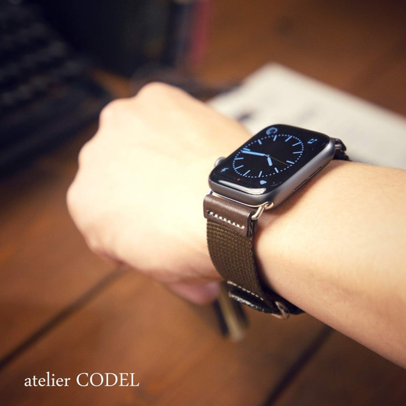 Apple Watch 錶帶 Apple Watch 皮帶 42mm/44m/45mm/49mm 卡其色洞孔皮革加固 ver. 第13張的照片