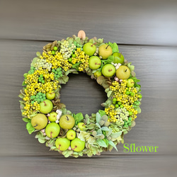 【送料無料】グリーンアップルベリーリース(春夏紫陽花リース、直径約30cm、ギフトボックス付き、アーティフィシャル) 3枚目の画像
