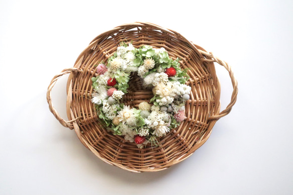 【送料無料】Creema限定 アジサイとお花いっぱいのリース ドライフラワーリース ナチュラル 秋リース プレゼント 3枚目の画像