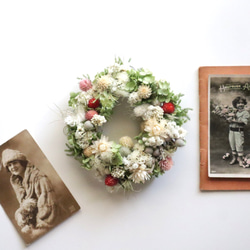 【送料無料】Creema限定 アジサイとお花いっぱいのリース ドライフラワーリース ナチュラル 秋リース プレゼント 6枚目の画像