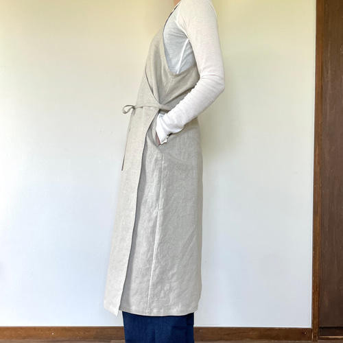カシュクールエプロン リネン オートミール エプロン matani