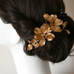 アメリカンフラワー　小花(ゴールド)　Sサイズ5本セット　成人式髪飾り　和装髪飾り 1枚目の画像