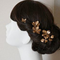 アメリカンフラワー　小花(ゴールド)　SSサイズ10本セット　成人式髪飾り　和装髪飾り 4枚目の画像