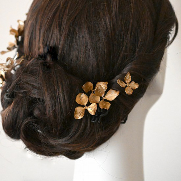 アメリカンフラワー　小花(ゴールド)　SSサイズ10本セット　成人式髪飾り　和装髪飾り 3枚目の画像