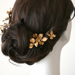 アメリカンフラワー　小花(ゴールド)　SSサイズ10本セット　成人式髪飾り　和装髪飾り 2枚目の画像