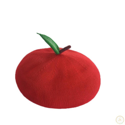 リンゴ編みベレー帽 6枚目の画像