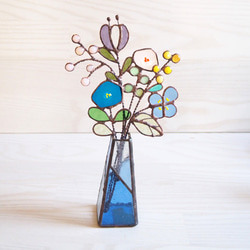 夏色ブルー1年中枯れない、ステンドグラスの花束 10枚目の画像