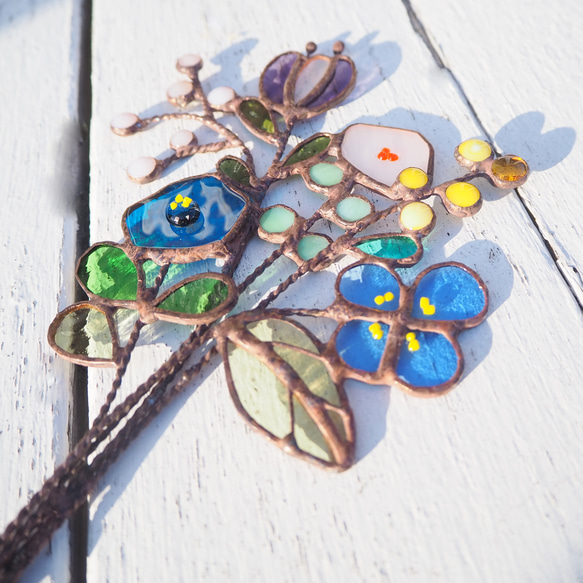 夏色ブルー1年中枯れない、ステンドグラスの花束 7枚目の画像