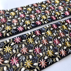 【50cm】インド刺繍リボン　ブラック　チュール　GN678 4枚目の画像