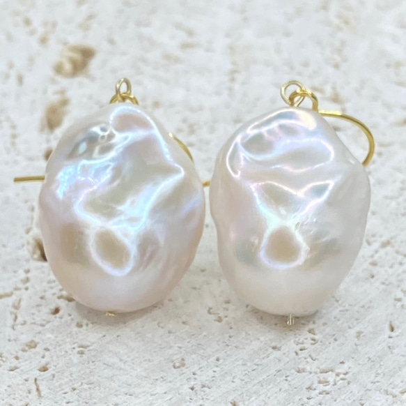 バロックパール オイスターパール 大粒 約22mm ピアス/イヤリング