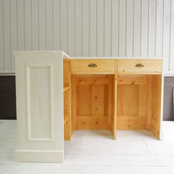 美容室 ネイルサロン L字カウンター レジ台 レセプションカウンター W1500ホワイト オーダーメイド家具店舗什器 