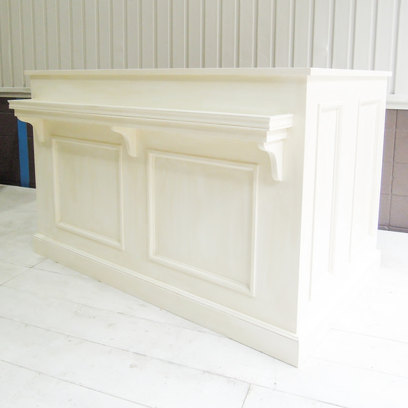 美容室 ネイルサロン L字カウンター レジ台 レセプションカウンター W1500ホワイト オーダーメイド家具店舗什器 