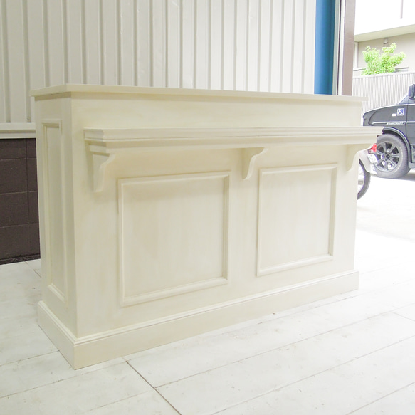 美容室 ネイルサロン L字カウンター レジ台 レセプションカウンター W1500ホワイト オーダーメイド家具店舗什器 