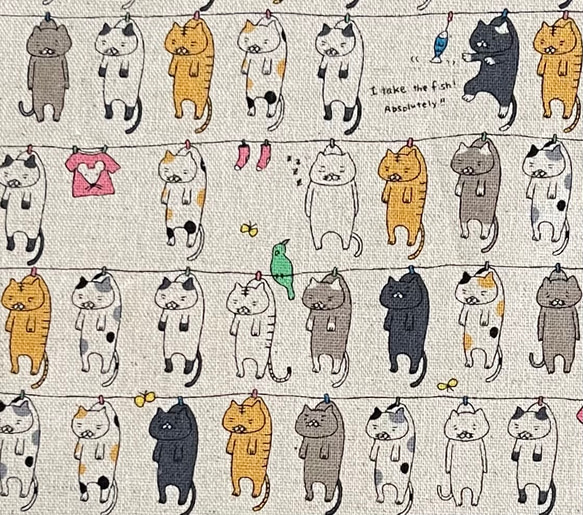【サイズが選べる】　ランチョンマット　♡　ナフキン　♡　洗濯ねこ　整列ねこ　ネコ　猫 7枚目の画像