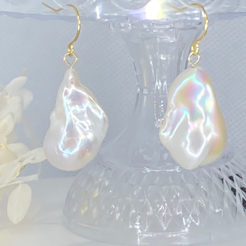 バロックパール オイスターパール 大粒 25〜26mm ピアス/イヤリング 