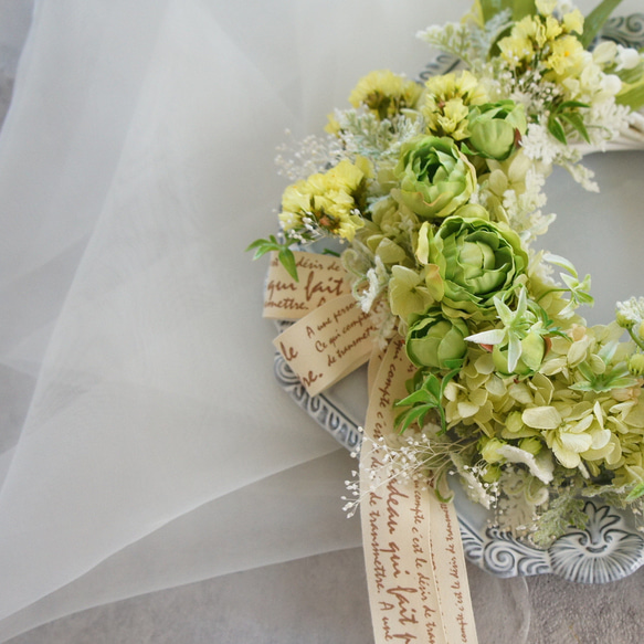 green rose【リース・結婚祝い・誕生日プレゼント・玄関リース・新築祝い】 2枚目の画像