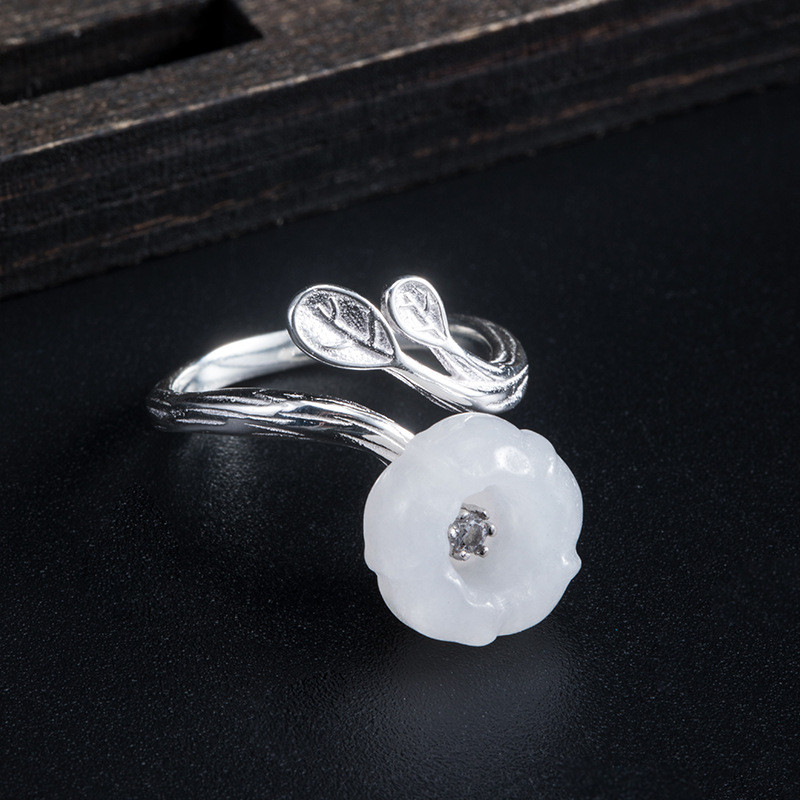 ＜受注制作＞蓮の花のリング　ネフライト　ギフト　ラッピング　R248