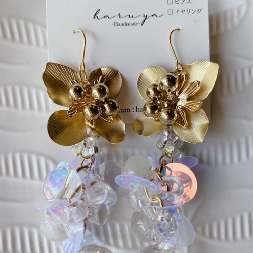 水入りガラスチャーム ピアス orイヤリング /ウェディングブライダル