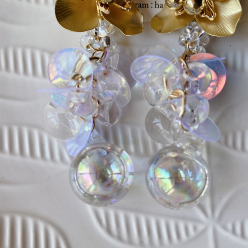水入りガラスチャーム ピアス orイヤリング /ウェディングブライダル