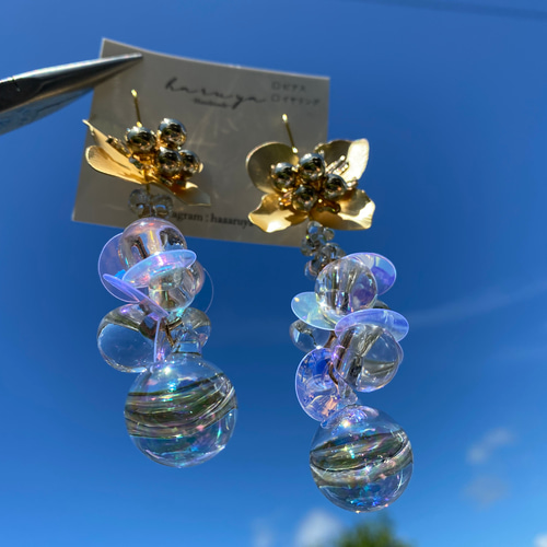 水入りガラスチャーム ピアス orイヤリング /ウェディングブライダル