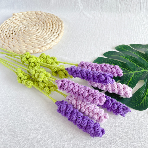 ラベンダー 枯れない花 毛糸かぎ針編み 造花 花束 インテリア
