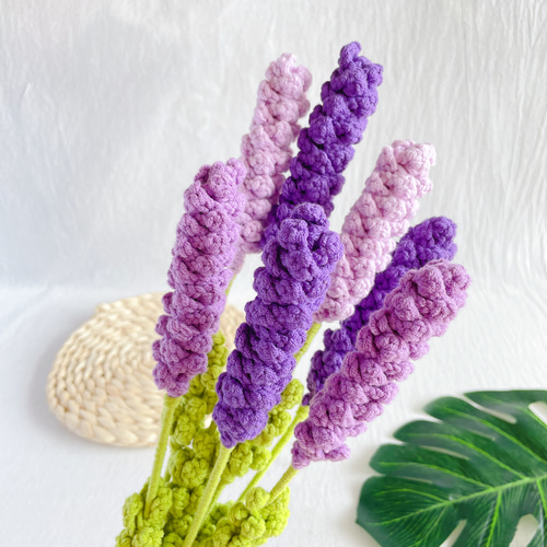 編み物　花束　かぎ針編み　パープル　ラベンダー　枯れない花 ラベンダー 枯れない花 毛糸かぎ針編み 造花 花束 インテリア