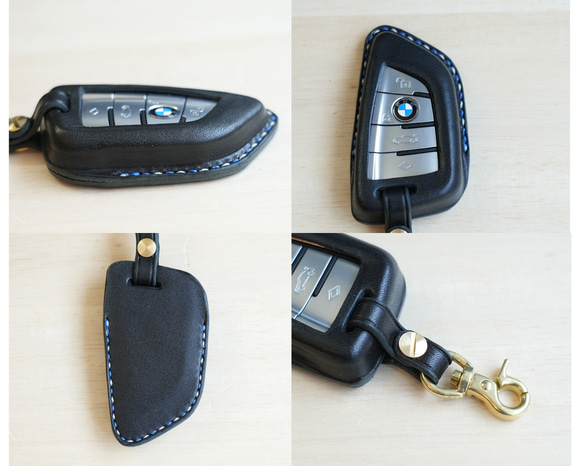 BMW智慧鑰匙包栃木皮革【免費刻名/可選皮革和縫線】手工縫製/真皮智慧鑰匙套 第2張的照片
