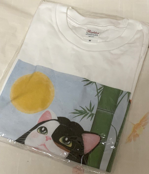 猫心Tシャツ「かぐや姫」／選べるプリント面／ホワイト/受注生産 3枚目の画像