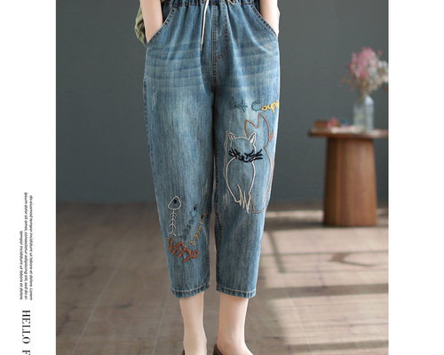 Holiday denim デニムパンツ　猫　未着用　タグ付き Holiday denim デニムパンツ 猫 未着用 タグ付き
