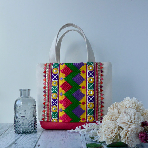 インド刺繍リボンA4トートBAG | トモ・コーポレーション｜世界の
