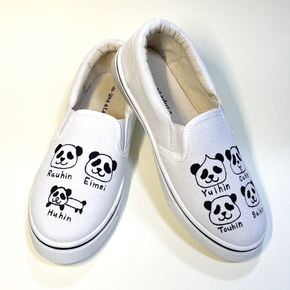 手繪♪7隻熊貓的可愛懶人鞋（22.5cm-25.5cm，SS-3L尺寸） 第2張的照片